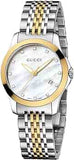 Buy Shop Gucci G Timeless Diamonds Mother of Pearl Dial Two Tone Mesh Bracelet Watch for Women - YA126513 USA Online