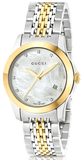 Buy Shop Gucci G Timeless Diamonds Mother of Pearl Dial Two Tone Mesh Bracelet Watch for Women - YA126513 USA Online