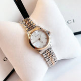 Buy Shop Gucci G Timeless Diamonds Mother of Pearl Dial Two Tone Mesh Bracelet Watch For Women - YA126514 USA Online