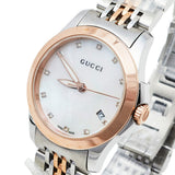 Buy Shop Gucci G Timeless Diamonds Mother of Pearl Dial Two Tone Mesh Bracelet Watch For Women - YA126514 USA Online