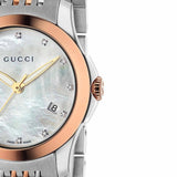 Buy Shop Gucci G Timeless Diamonds Mother of Pearl Dial Two Tone Mesh Bracelet Watch For Women - YA126514 USA Online