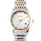 Buy Shop Gucci G Timeless Diamonds Mother of Pearl Dial Two Tone Mesh Bracelet Watch For Women - YA126514 USA Online