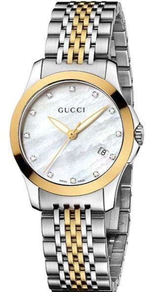 Buy Shop Gucci G Timeless Diamonds Mother of Pearl Dial Two Tone Steel Strap Watch For Women - YA126413 USA Online