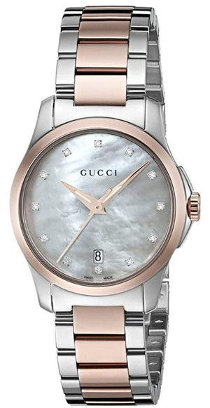 Buy Shop Gucci G Timeless Diamonds Mother of Pearl Dial Two Tone Steel Strap Watch For Women - YA126544 USA Online