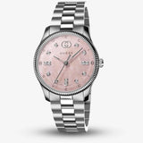 Buy Shop Gucci G Timeless Diamonds Mother of Pearl Pink Dial Silver Steel Strap Watch for Women - YA1265062 USA Online
