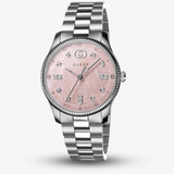 Buy Shop Gucci G Timeless Diamonds Mother of Pearl Pink Dial Silver Steel Strap Watch for Women - YA1265062 USA Online