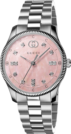 Buy Shop Gucci G Timeless Diamonds Mother of Pearl Pink Dial Silver Steel Strap Watch for Women - YA1265062 USA Online
