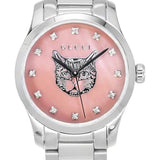 Buy Shop Gucci G Timeless Diamonds Pink Mother of Pearl Dial Silver Steel Strap Watch for Women - YA1265025 USA Online