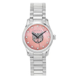 Buy Shop Gucci G Timeless Diamonds Pink Mother of Pearl Dial Silver Steel Strap Watch for Women - YA1265025 USA Online