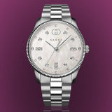 Buy Shop Gucci G Timeless Diamonds White Dial Silver Steel Strap Watch for Women - YA1265064 USA Online