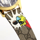 Buy Shop Gucci G Timeless Disney Donald Duck Brown Dial Brown Leather Strap Watch For Women - YA1264167 USA Online