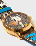 Buy Shop Gucci G Timeless Disney Donald Duck Brown Dial Brown Leather Strap Watch For Women - YA1264167 USA Online