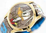 Buy Shop Gucci G Timeless Disney Donald Duck Brown Dial Brown Leather Strap Watch For Women - YA1264167 USA Online