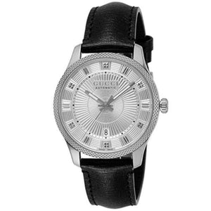 Buy Shop Gucci G Timeless Eryx Silver Dial Black Leather Strap Watch For Men - YA126338 USA Online