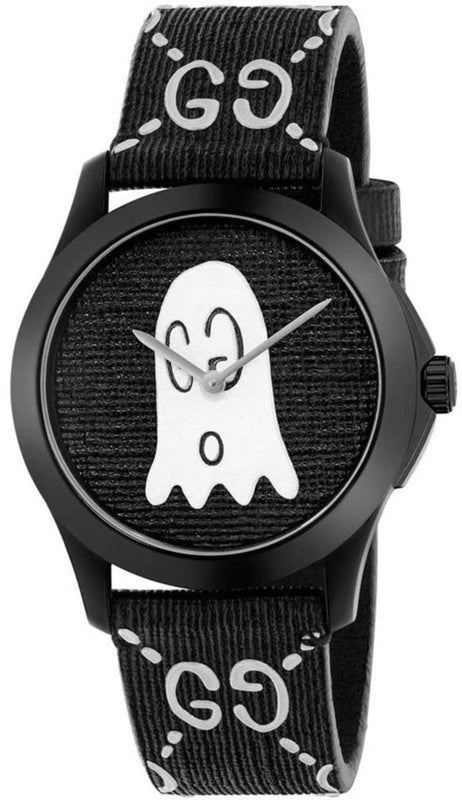 Buy Shop Gucci G Timeless Ghost Black Dial Black Leather Strap Watch For Men - YA1264018 USA Online