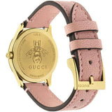 Buy Shop Gucci G Timeless Gold Dial Pink Leather Strap Watch for Women - YA1265041 USA Online
