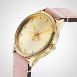 Buy Shop Gucci G Timeless Gold Dial Pink Leather Strap Watch for Women - YA1265041 USA Online