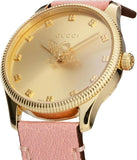 Buy Shop Gucci G Timeless Gold Dial Pink Leather Strap Watch for Women - YA1265041 USA Online