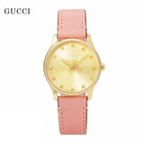 Buy Shop Gucci G Timeless Gold Dial Pink Leather Strap Watch for Women - YA1265041 USA Online