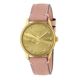 Buy Shop Gucci G Timeless Gold Dial Pink Leather Strap Watch for Women - YA1265041 USA Online