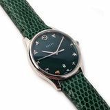 Buy Shop Gucci G-Timeless Green Mother of Pearl Dial Green Leather Strap Watch For Women - YA126585 USA Online