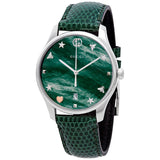 Buy Shop Gucci G-Timeless Green Mother of Pearl Dial Green Leather Strap Watch For Women - YA126585 USA Online