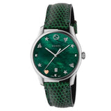 Buy Shop Gucci G-Timeless Green Mother of Pearl Dial Green Leather Strap Watch For Women - YA126585 USA Online