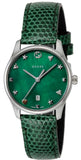 Buy Shop Gucci G-Timeless Green Mother of Pearl Dial Green Leather Strap Watch For Women - YA126585 USA Online