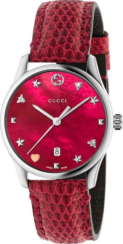 Buy Shop Gucci G-Timeless Cherry Red Mother of Pearl Dial 27mm Watch For Women - YA126584 USA Online