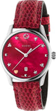 Buy Shop Gucci G-Timeless Cherry Red Mother of Pearl Dial 27mm Watch For Women - YA126584 USA Online