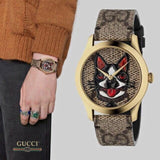 Buy Shop Gucci G-Timeless Brown Dial Brown Leather Strap Unisex Watch - YA1264057 USA Online