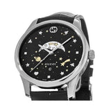 Buy Shop Gucci G-Timeless Moonphase Black Dial Black Leather Strap Watch For Men - YA126327 USA Online