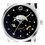 Buy Shop Gucci G-Timeless Moonphase Black Dial Black Leather Strap Watch For Men - YA126327 USA Online