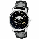 Buy Shop Gucci G-Timeless Moonphase Black Dial Black Leather Strap Watch For Men - YA126327 USA Online