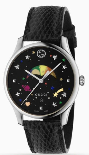 Buy Shop Gucci G-Timeless Moonphase Black Dial Black Leather Strap Watch For Men - YA1264045 USA Online
