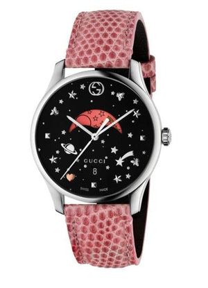 Buy Shop Gucci G-Timeless Moonphase Black Dial Pink Leather Strap Watch For Women - YA1264046 USA Online