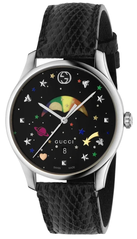 Buy Shop Gucci G-Timeless Moonphase Black Dial Black Leather Strap Watch For Men - YA1264045 USA Online