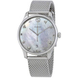 Buy Shop Gucci G-Timeless Mother of Pearl Dial Silver Mesh Bracelet Watch For Women - YA1264040 USA Online