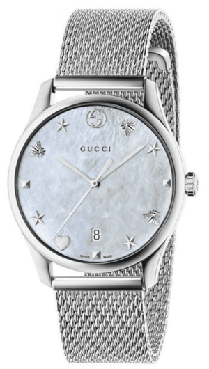Buy Shop Gucci G-Timeless Mother of Pearl Dial Silver Mesh Bracelet Watch For Women - YA1264040 USA Online