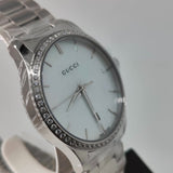 Buy Shop Gucci G Timeless Mother of Pearl White Dial Silver Steel Strap Watch For Women - YA126444 USA Online