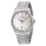 Buy Shop Gucci G Timeless Mother of Pearl White Dial Silver Steel Strap Watch For Women - YA126444 USA Online