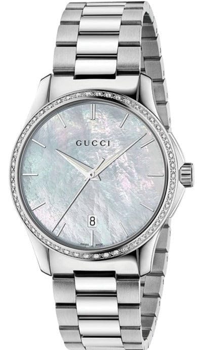 Buy Shop Gucci G Timeless Mother of Pearl White Dial Silver Steel Strap Watch For Women - YA126444 USA Online