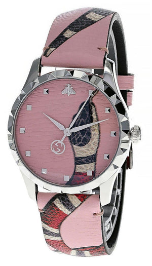 Buy Shop Gucci G Timeless Pink Dial Pink Leather Strap Watch For Women - YA1264083 USA Online