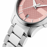 Gucci G Timeless Pink Dial Silver Steel Strap Watch For Women - YA126524