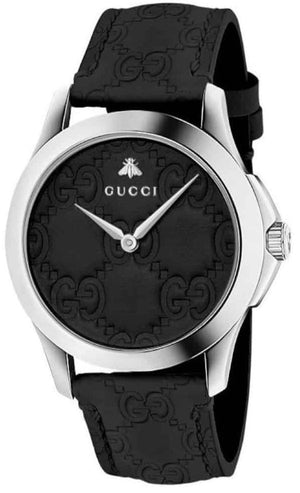Buy Shop Gucci G Timeless Quartz Black Dial Black Leather Strap Watch For Men - YA1264031 USA Online