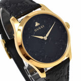 Buy Shop Gucci G Timeless Quartz Black Dial Black Leather Strap Watch For Women - YA1264034A USA Online