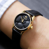 Buy Shop Gucci G Timeless Quartz Black Dial Black Leather Strap Watch For Women - YA126581A USA Online