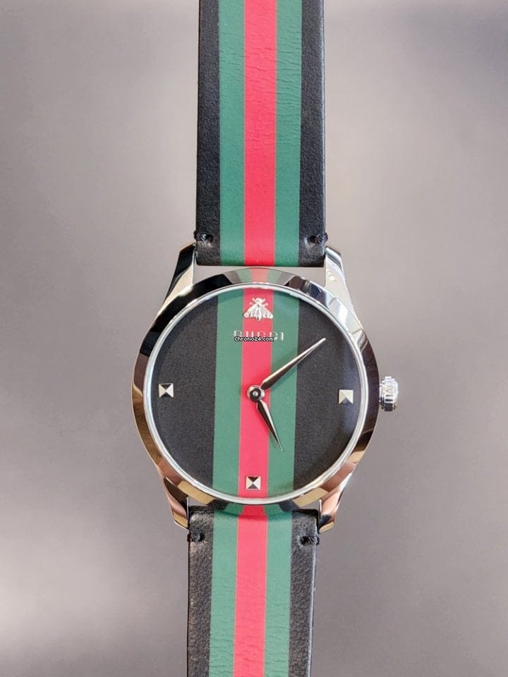 Buy Shop Gucci G Timeless Quartz Black Dial Multicolored Black Leather Strap Watch For Men - YA1264079 USA Online