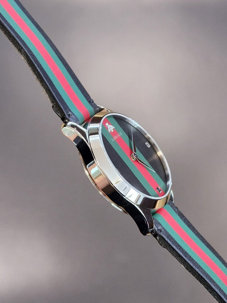 Buy Shop Gucci G Timeless Quartz Black Dial Multicolored Black Leather Strap Watch For Men - YA1264079 USA Online