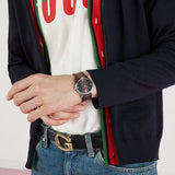 Buy Shop Gucci G Timeless Quartz Black Dial Multicolored Black Leather Strap Watch For Men - YA1264079 USA Online